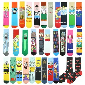 HY-733 Long Tube Cartoon Comic Skateboard Movie Socks Men and Women Cotton Anime Sponge Socks Dress Knitted Funny Sock