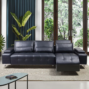 Set <span class=keywords><strong>Sofa</strong></span> kulit asli Modern, furnitur <span class=keywords><strong>Sofa</strong></span> hitam ruang tamu, kursi malas berumbai, fitur penyimpanan konversi - Product Image 2