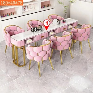 K New Luxury Modern <span class=keywords><strong>Nail</strong></span> Art Equipment Salon de manucure à deux places <span class=keywords><strong>Nail</strong></span> Table Metal Salon Furniture <span class=keywords><strong>Studio</strong></span> - Product Image 2