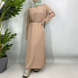 Modest Wear Closed <b>Abaya</b> Maxi Dress <b>Plain</b> Color for Muslim Women 6597# - Product Image 5