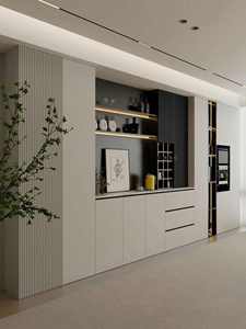 Buffet moderne simple et luxueux en bois massif avec rangement à vin intégré, armoire murale pour salle à manger, salon, rangement - Product Image 2