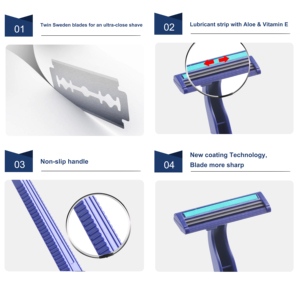 GOODMAX <span class=keywords><strong>rasoio</strong></span> a doppia lama in acciaio inossidabile ecologico usa e getta una volta <span class=keywords><strong>rasoio</strong></span> da barba per uomo - Product Image 3