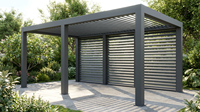Toit à lames motorisé en aluminium sur mesure pour l'extérieur, imperméable, robuste, avec revêtement en poudre, système de protection solaire, gazebo, pergola bioclimatique
