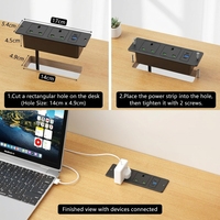 Enchufe de Extensión Empotrable de Escritorio Industrial con Enchufe del Reino Unido, 2 Tomas de Corriente, PD 20W, USB-A y 2 Puertos Tipo-C para Uso en Hogar/Oficina/Hospital