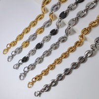 Collier de luxe en acier inoxydable, maillons en forme de grains de café de 13 mm, style hip-hop, fait main, poli, chaîne lourde, vente en gros