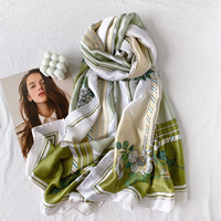 Écharpes et foulards en soie à motifs floraux colorés d'été, légers, doux, grands châles, imprimés floraux, en polyester et soie