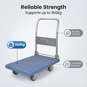 헤비 듀티 접이식 90*60 휴대용 4륜 무소음 쇼핑 수납 플랫 트롤리 380KG 스틸 플라스틱 PP 맞춤형 OEM 핸드 - Product Image 2