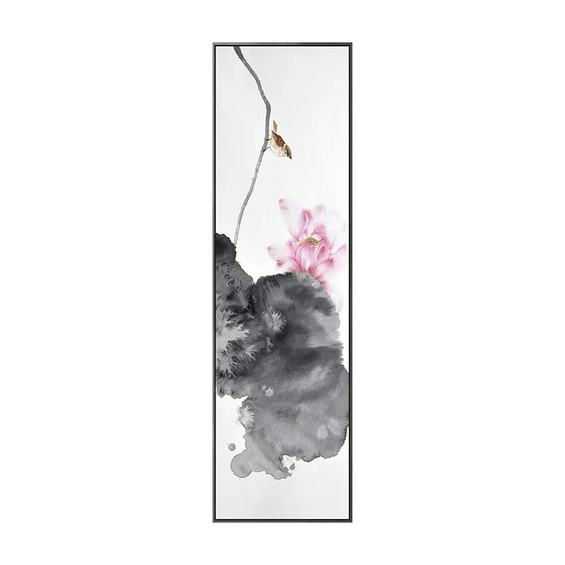 Chinesischen stil tinte-waschen malerei traditionelle wand dekoration lotus ölgemälde auf leinwand mit rahmen für flur wohnzimmer