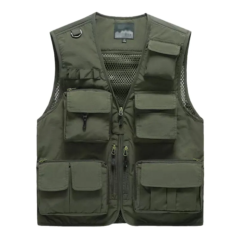 Customized logo coverall multi pocket coverall vest multi pocket canvas men's cotton vest outdoor wholesale