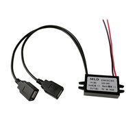 Module de conversion de puissance USB 12V vers 5V 3A pour voiture, mini chargeur double port pour navigateur et enregistreur, en ABS
