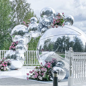 Ballon <span class=keywords><strong>géant</strong></span> <span class=keywords><strong>gonflable</strong></span> en tissu miroir à effet laser brillant - Tailles 1M/2M/2.5M pour décorations de fête d'Halloween et de fête des Mères - Product Image 1