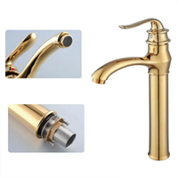 Grifo de Baño Retro Tradicional sin Contacto, de una Sola Manija, de Aleación de Zinc con Acabado Cromado, Montado en el Suelo, con Válvula de Latón