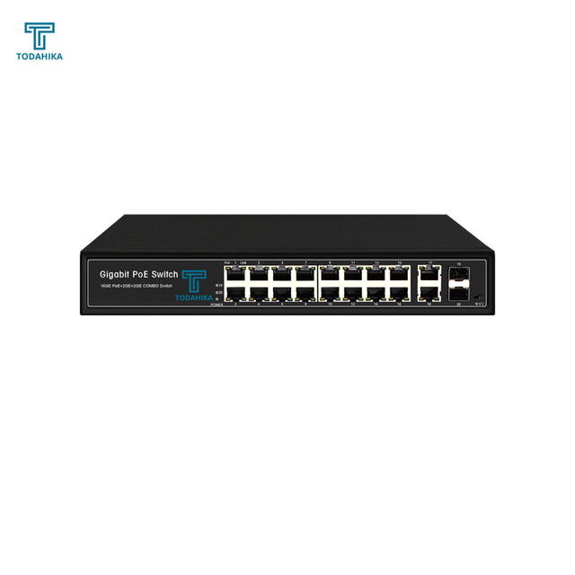 16 Port GE 10/100/1000M Unmanaged Rack-Mount SFP PoE Switch with 56Gbps Bandwidth Full-Duplex & Half-Duplex Mode