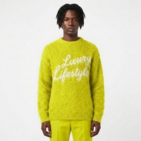 Pull à col rond pour homme avec logo personnalisé OEM, motif floral, tricoté, décontracté, hiver, en mohair, anti-boulochage, séchage rapide