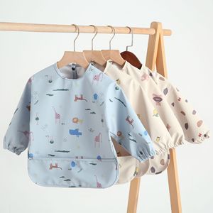 Babero de comedor de PU de manga larga para alimentación antisuciedad súper suave danés para bebés, impermeable, Color sólido, bolsillo de arroz para bebés - Product Image 5
