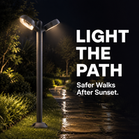 Lampe de balise LED extérieure à double tête 36W en aluminium moulé sous pression pour éclairage commercial de parcs, allées et aménagements paysagers