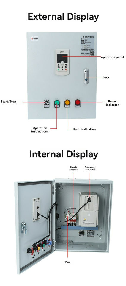 790 One Drag Inverter 1.5KW-22KW Variable Frequency VFD Single Phase 220V/380V Cabinet for Constant Pressure Water Supply Motor