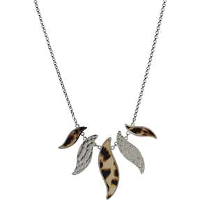 Collier pendentif tendance en acier inoxydable 316L plaqué or PVD, design feuille durable et résistant - Product Image 1