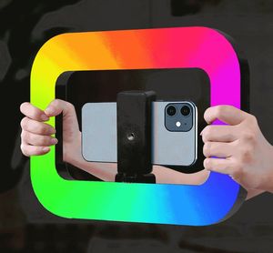 Anneau lumineux portable rechargeable E30 pour selfie, bicolore réglable, sans fil, design carré, pour maquillage et photographie (vente en gros) - Product Image 4