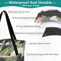 Selimut Piknik Desain Khusus 150*200 Portabel Lipat Tahan Air dengan Ritsleting, Alas Pantai Motif Bunga Hawaii, Tas Jinjing Alas Piknik Besar
