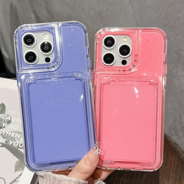 Factory OEM Luxury New Design Mirror Makeup Cover TPU PC Mobile Phone Case With Card Holder for XR 11 15 14 16 Plus 13 12 17 Pro