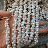 Perles de culture d'eau douce baroques blanches naturelles 7x12mm, percées au centre, formes gourde et cacahuète, pour la fabrication de bijoux, brin de 38cm