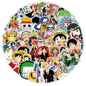 50 pz divertente pezzo unico Luffy cartone animato adesivi in vinile per bagaglio portatile Notebook decorazione impermeabile Anime adesivo - Product Image 2