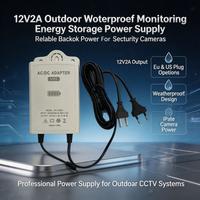 Alimentation UPS extérieure 24W 12V 2A, adaptateur d'alimentation de secours AC/DC résistant à la pluie