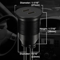 Câble USB C 3.1 double port pour montage encastré dans une voiture, 3 pieds, étanche, pour voiture, camion, bateau, moto, 10 Gbps