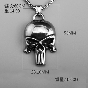 Colgante de calavera <span class=keywords><strong>Punisher</strong></span> con personalidad, collar de acero inoxidable para hombre, joyería Retro Simple de estilo Punk de Hip Hop para hombre - Product Image 5