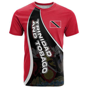 Camiseta Roja de <span class=keywords><strong>Trinidad</strong></span> y Tobago con Estampado de la Insignia Nacional y Bandera Diagonal, Diseño Impreso Bajo Demanda, Bandera de <span class=keywords><strong>Trinidad</strong></span> 1962 - Product Image 2