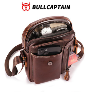 Sac messager décontracté pour homme BULLCAPTAIN, sac à main portable pour affaires, sac à bandoulière en cuir pour homme, sac pour téléphone portable 6,5 pouces - Product Image 3