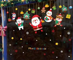 Christmas Static Cling <b>Window</b> Decals Santa Claus Snowflakes and Elves Design for Holiday Party Home Office Decor - Product Image 6