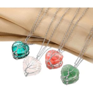 Bestyle – collier avec pendentif en forme de cœur en quartz arc-en-ciel, arbre de vie, pour femmes, bijoux en cristal à porter au quotidien - Product Image 3