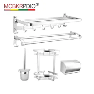 MCBKRPDIO-Juego de accesorios de aluminio para baño, conjunto de accesorios de lujo para hotel, toallero, cinco piezas