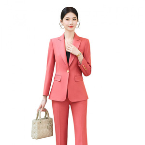 Women's Suit Set Solid Color Long Sleeve Professional Work Wear Spring Autumn Elegant European Style Two Piece Outfit - Product Image 5