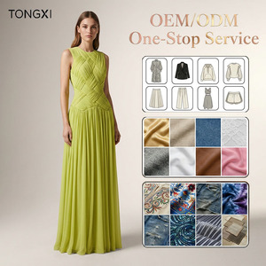 TONGXI Vestido de Noche de Alta Gama al por Mayor para Banquete, Falda Plisada de Primavera para Mujer, Sin Mangas, con Cintura Ajustada y Diseño Cruzado - Product Image 1