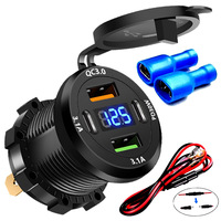 Chargeur de voiture double USB C et charge rapide QC3.0 USB 4 ports, prise USB 12V-24V pour bateau, marine, moto, camping-car, camion