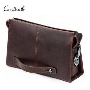 Sac de ceinture vintage en cuir véritable CONTACT'S OEM ODM, pochette pour téléphone portable, portefeuille pour téléphone, pochette pour homme - Product Image 1