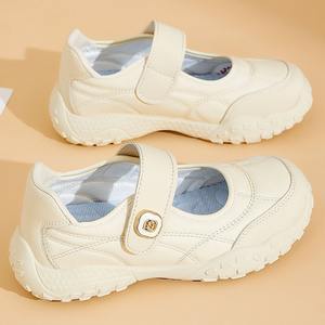 Chaussures pour femmes à lacets Velcro, chaussures basses confortables à semelle souple, chaussures plates décontractées blanches, baskets décontractées - Product Image 1