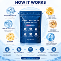 Créatine monohydrate en poudre en marque propre, 5 g, 15 sachets, micronisée avec L-citrulline pour la croissance et la force musculaires