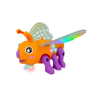 Toptan B/O karikatür arı ışık ve müzik ile elektrikli yürüyüş hayvan arı oyuncak çocuklar için