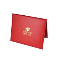 Porte-diplôme en carton A4 en cuir PU avec logo en feuille d'or