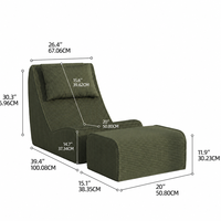 Fauteuil inclinable moderne japonais en velours côtelé avec repose-pieds, chaise d'appoint confortable et surdimensionnée sans accoudoirs pour salon, chambre et lecture