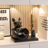 Sculpture de bouledogue français en résine unique et créative, design Art Déco fait à la main avec revêtement pour la décoration de bureau, rangement de clés, cadeau d'anniversaire