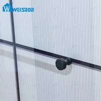 Porte de douche pivotante encadrée en verre de sécurité laminé noir mat en alliage d'aluminium certifiée SGCC, 5 mm + 5 mm