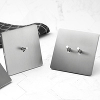 Interrupteur mural décoratif rétro avec USB-C, panneau en acier inoxydable brossé gris mat, prises EU/UK, pour la rénovation de la maison, OEM