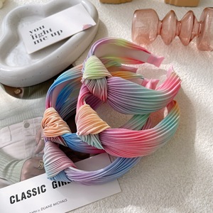 2022 New Korean Designer Tie Dye Colorful Hair <strong>Band</strong> Fashion Boho Rainbow Pleat Knotted <strong>Alice</strong> <strong>Band</strong> for Women - Product Image 1