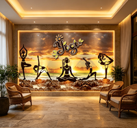 Papier peint mural 3D personnalisé avec silhouette de yoga au coucher du soleil, vue sur la plage et la mer, décoration murale pour salle de sport, studio, chambre, spa, intérieur de la maison
