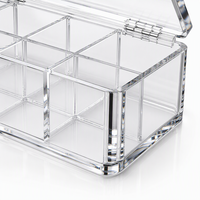 Boîte de rangement de bureau en acrylique Calic transparente à 8 compartiments avec couvercle rabattable pour sachets de thé, pilules, taille personnalisée, OEM, vente en gros